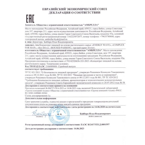 Капсулы для мужчин Erotist SEX DRIVE